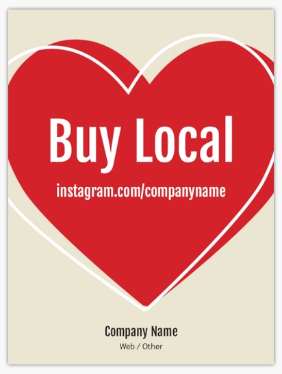 A shop local vertical red cream design for Valentine's Day