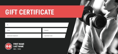 Design Preview for Templates for Sports & Fitness Gift Certificates 