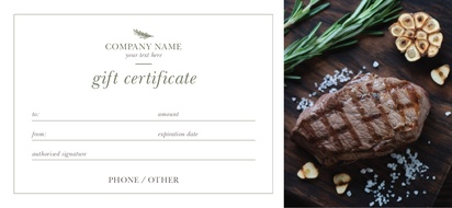 Design Preview for Design Gallery: Restaurants Gift Certificates