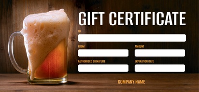 Design Preview for Design Gallery: Bars & Nightclubs Gift Certificates