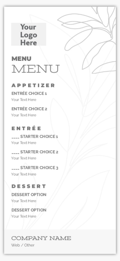 Design Preview for Design Gallery: Food Catering Menu Cards, Long Menu