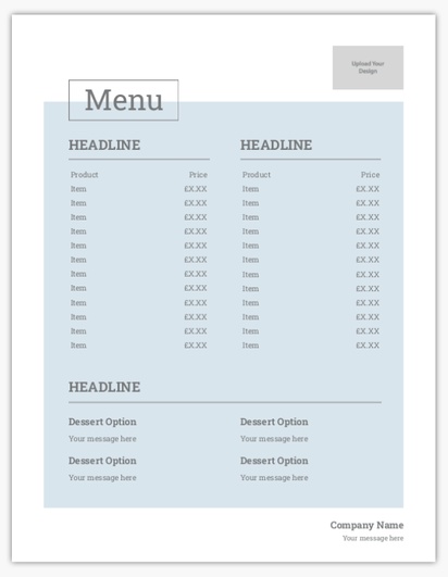 Design Preview for Design Gallery: Bakeries Menu Cards, Single Page Menu