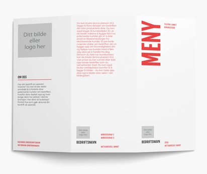 Forhåndsvisning av design for Designgalleri: Yrker - mat & drikke Menyer, 3-fløyet