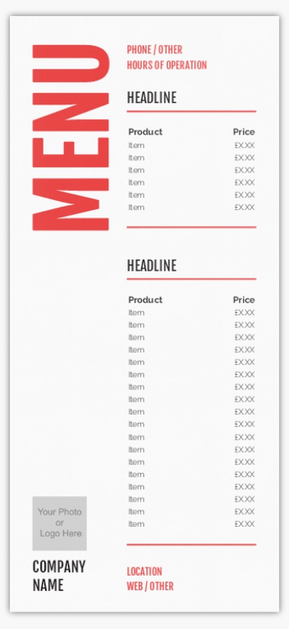 Design Preview for Menus templates & Designs, Flat