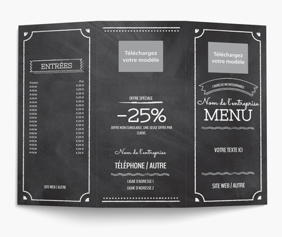 Aperçu du graphisme pour Galerie de modèles : menus pour restaurants, Trois volets à plis roulés