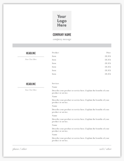 Design Preview for Design Gallery: Food & Beverage Menu Cards, Single Page Menu