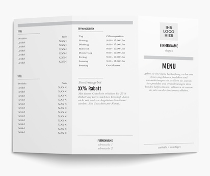 Designvorschau für Designgalerie: Speisekarten Modern & Einfach, Wickelfalz