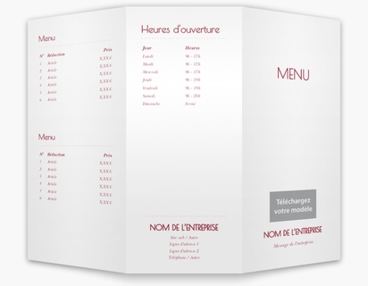 Aperçu du graphisme pour Galerie de modèles : menus pour restaurants, Trois volets à plis roulés