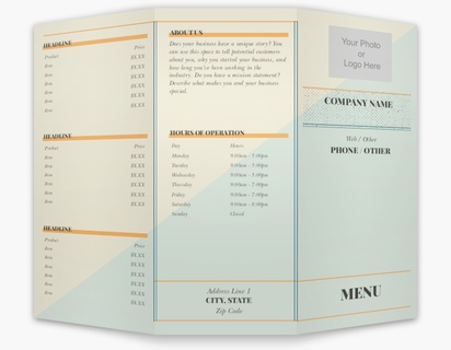 A geometric fun menu gray cream design for Menus with 1 uploads