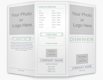 A typographical dinner menu white gray design for Menus with 4 uploads
