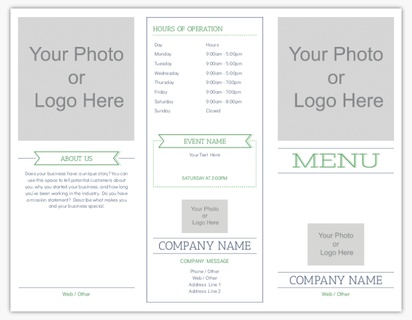 Design Preview for Design Gallery: Restaurants Menu Cards, Tri-Fold Menu