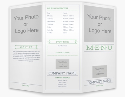 A photo menu white gray design for Menus with 4 uploads