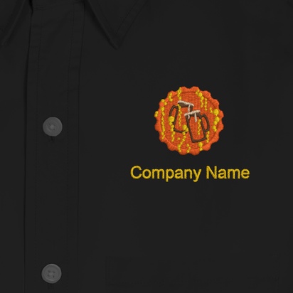 Design Preview for Design Gallery: Business Men's Embroidered Dress Shirts, Men's Black