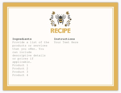 A mehiläinen pitäjän recipe card white cream design