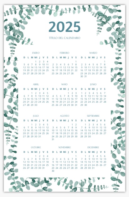Un calendario calendarios diseño blanco gris para Floral