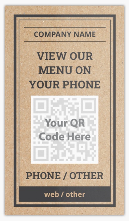 A the menu craft paper brown gray design for QR Code