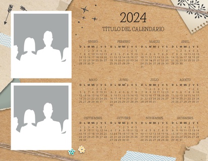 Un foto calendario de pósteres diseño crema blanco para Empresas con 2 imágenes