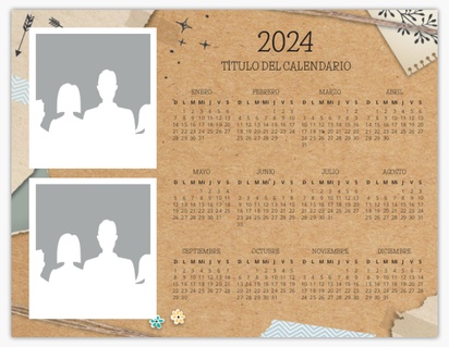 Un foto calendario de pósteres diseño marrón blanco para Empresas con 2 imágenes