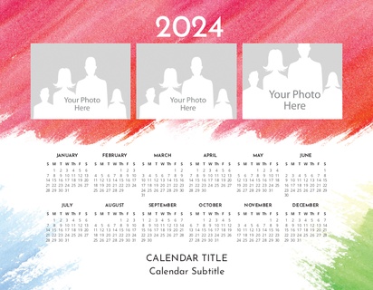 A poster calendar colorful pink white design for Events with 3 uploads