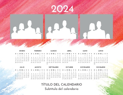 Un calendario de pósteres colorido diseño rosa blanco para Eventos con 3 imágenes