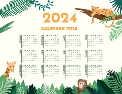 A jungle calendar gray white design for Animals