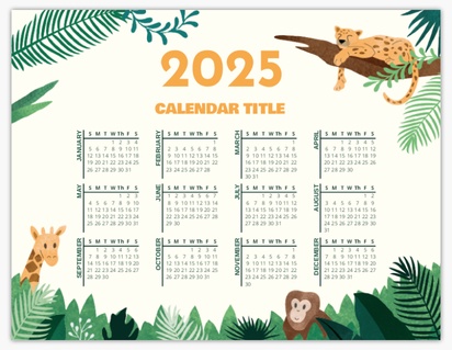 A jungle calendar green white design for Animals