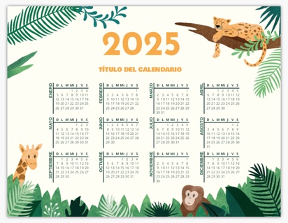 Un selva calendario diseño verde blanco para Animales