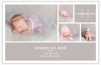 Un anuncio de nacimiento monograma foto diseño gris para Eventos con 4 imágenes