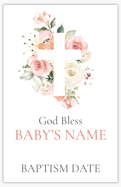 A girl baptism pink florals white pink design for Baby