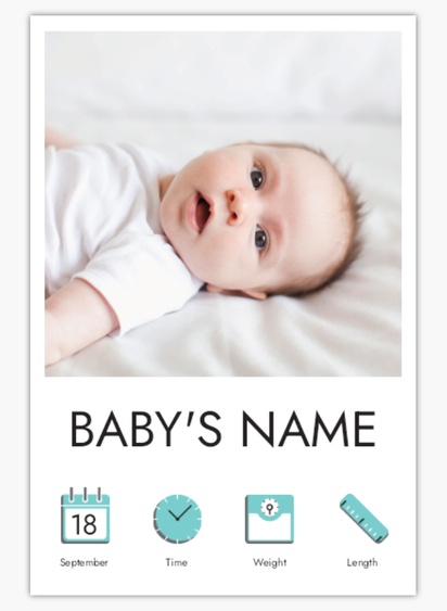 A baby announcement baby info gray blue design for Baby with 1 uploads