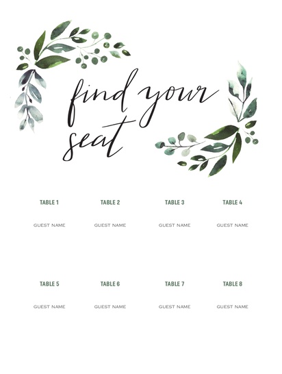 A vertical seating chart gray white design for Floral