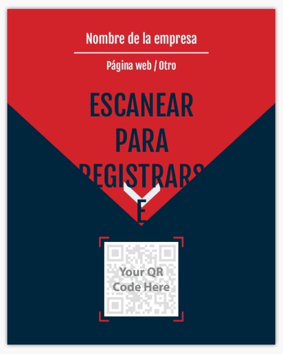 Un vertical escanear diseño azul rojo para Código QR