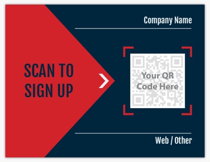 A scan to sign up qr code blue red design for Purpose