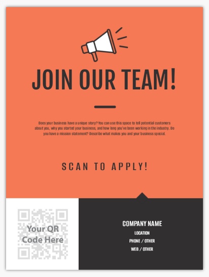 A we're hiring announcement orange black design for Purpose