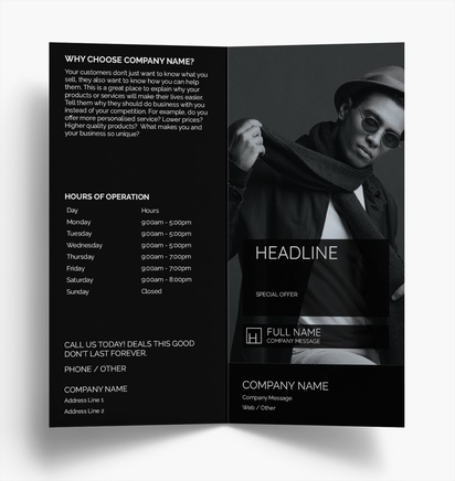 Design Preview for Design Gallery: Clothing Folded Leaflets, Bi-fold DL (99 x 210 mm)