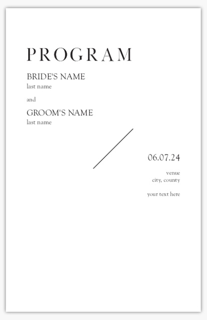 Design Preview for Minimal Wedding Programs Templates, 6" x 9"
