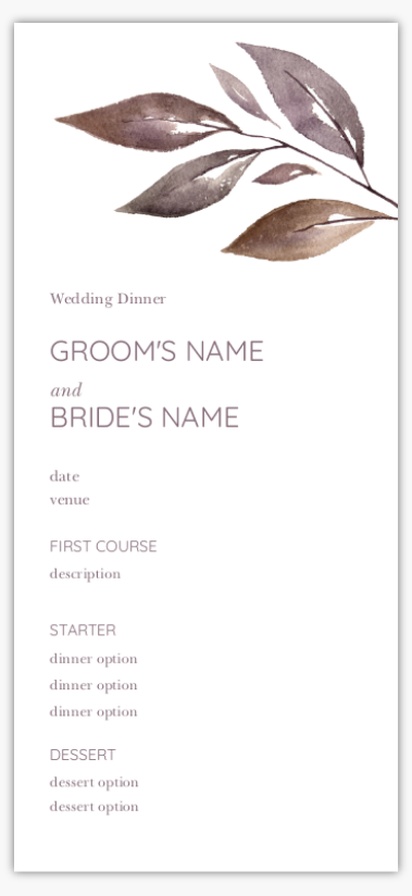 Design Preview for Floral Wedding Menu Cards Templates, 4" x 8" Flat