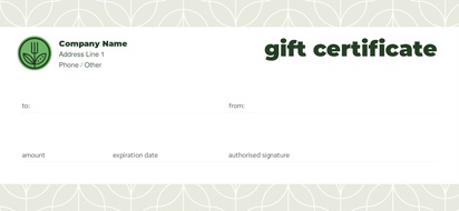 Design Preview for Design Gallery: Organic Food Stores Gift Certificates
