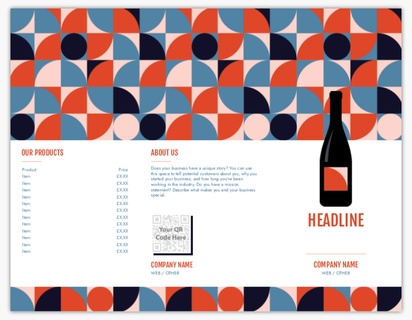 Design Preview for Design Gallery: Off Licences & Wine Merchants Menu Cards, Tri-Fold Menu