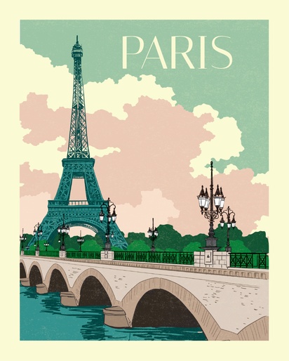 A vintage travel poster city of love cream gray design