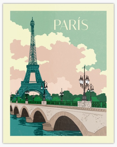 Un póster de viaje vintage ciudad del amor diseño crema gris