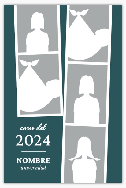 Un anuncio de graduación vertical diseño blanco gris para Fiesta de graduación con 5 imágenes