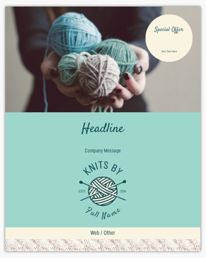 A turquoise knitting needle cream design for Events