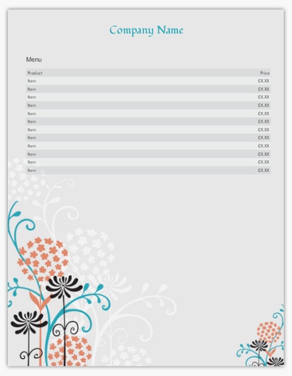 Design Preview for Design Gallery: Florists Menu Cards, Single Page Menu