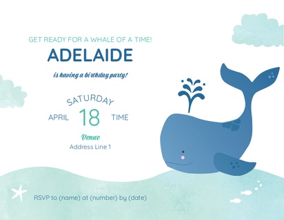 A 1st birthday celebration cute whale white gray design for Mermaids & Ocean