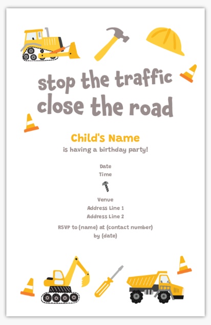 Design Preview for Kids’ Birthday Invitations , 4.6” x 7.2”