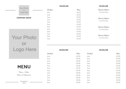 Design Preview for Design Gallery: Menus Posters, A3 (297 x 420 mm) 