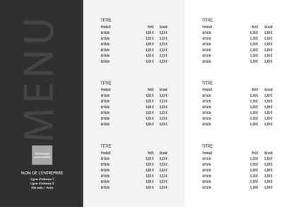 Aperçu du graphisme pour Galerie de modèles : posters en grande quantité pour menus, A3 (297 x 420 mm)
