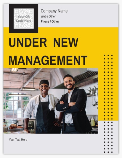 A under new management restaurant white yellow design