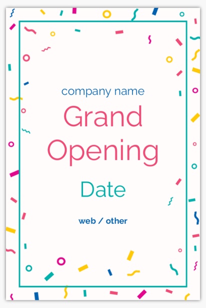 A grand opening reopening white blue design for Events
